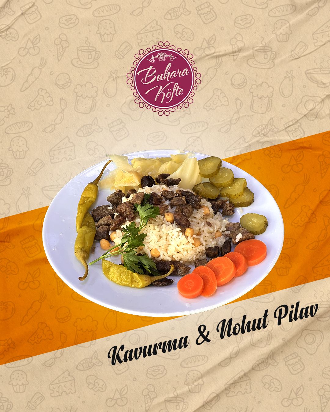 Dana Kavurma & Nohut Pilav - 250 gram nohutlu pirinç pilavı ve 100 gram dana kavurma garnitürleri ile birlikte