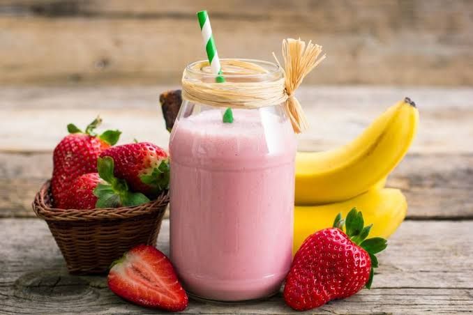 Banana milk and strawberry